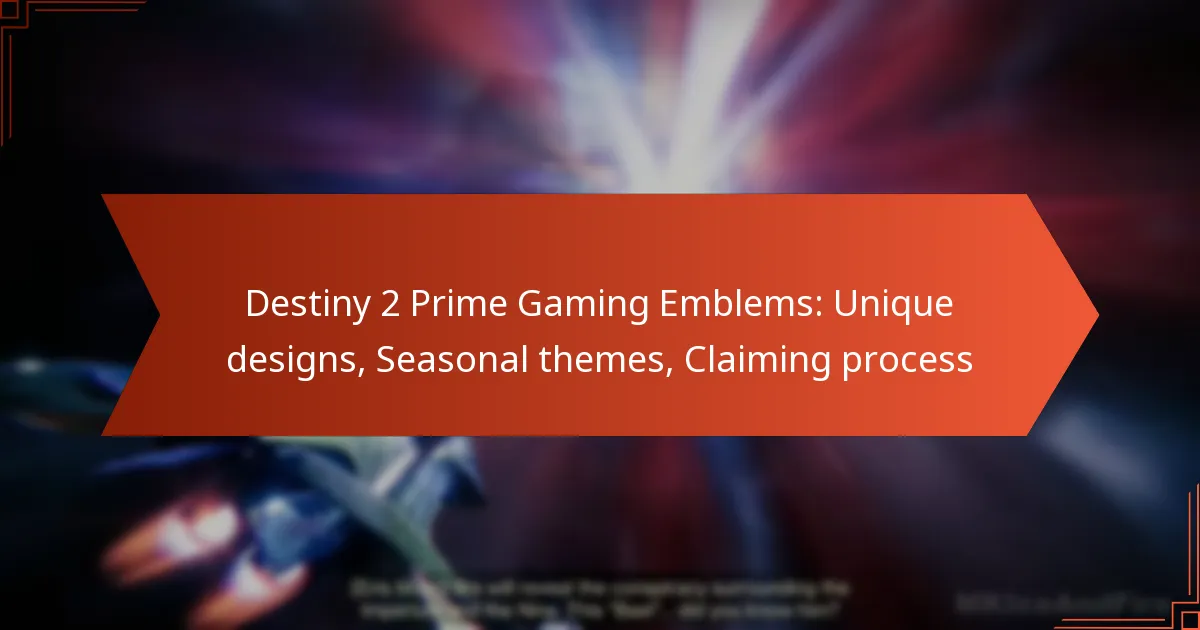 Destiny 2 Prime Gaming Emblems: Unique designs, Seasonal themes, Claiming process